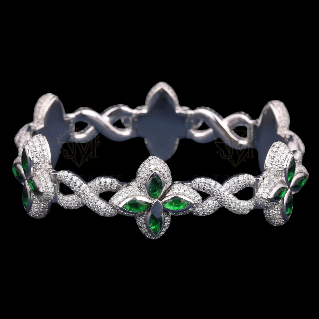 Green Marquise Floral Infinity Moissanite Bracelet VVS1
