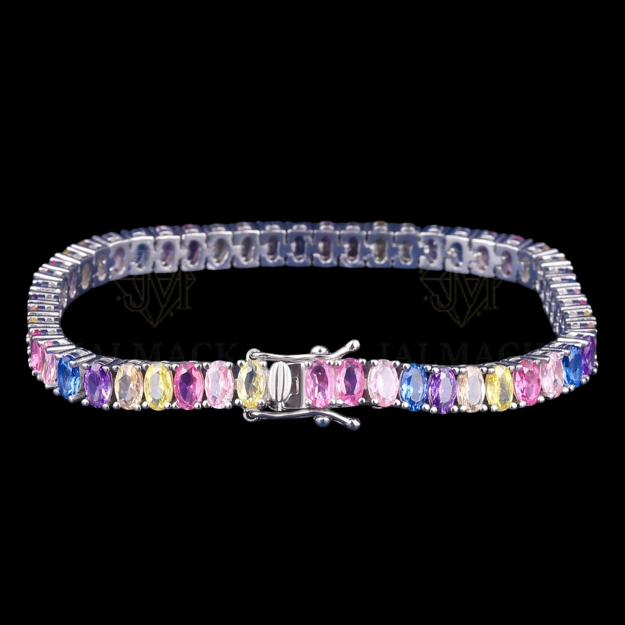 Rainbow Oval Cut Moissanite Tennis Bracelet 925 Silver