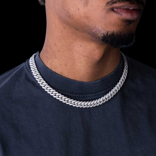 10MM Fully Iced Cuban Link VVS1 D Color Moissanite Chain 925 Sterling Silver