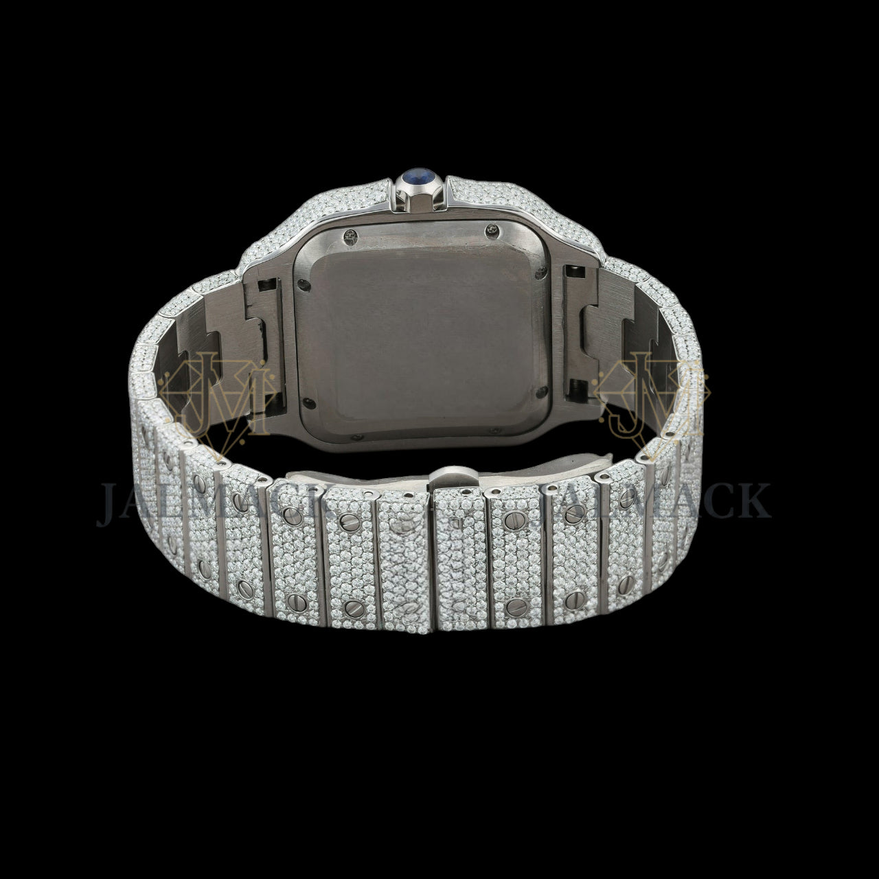 Gold Dial Roman Letter Round-Cut Moissanite Watch