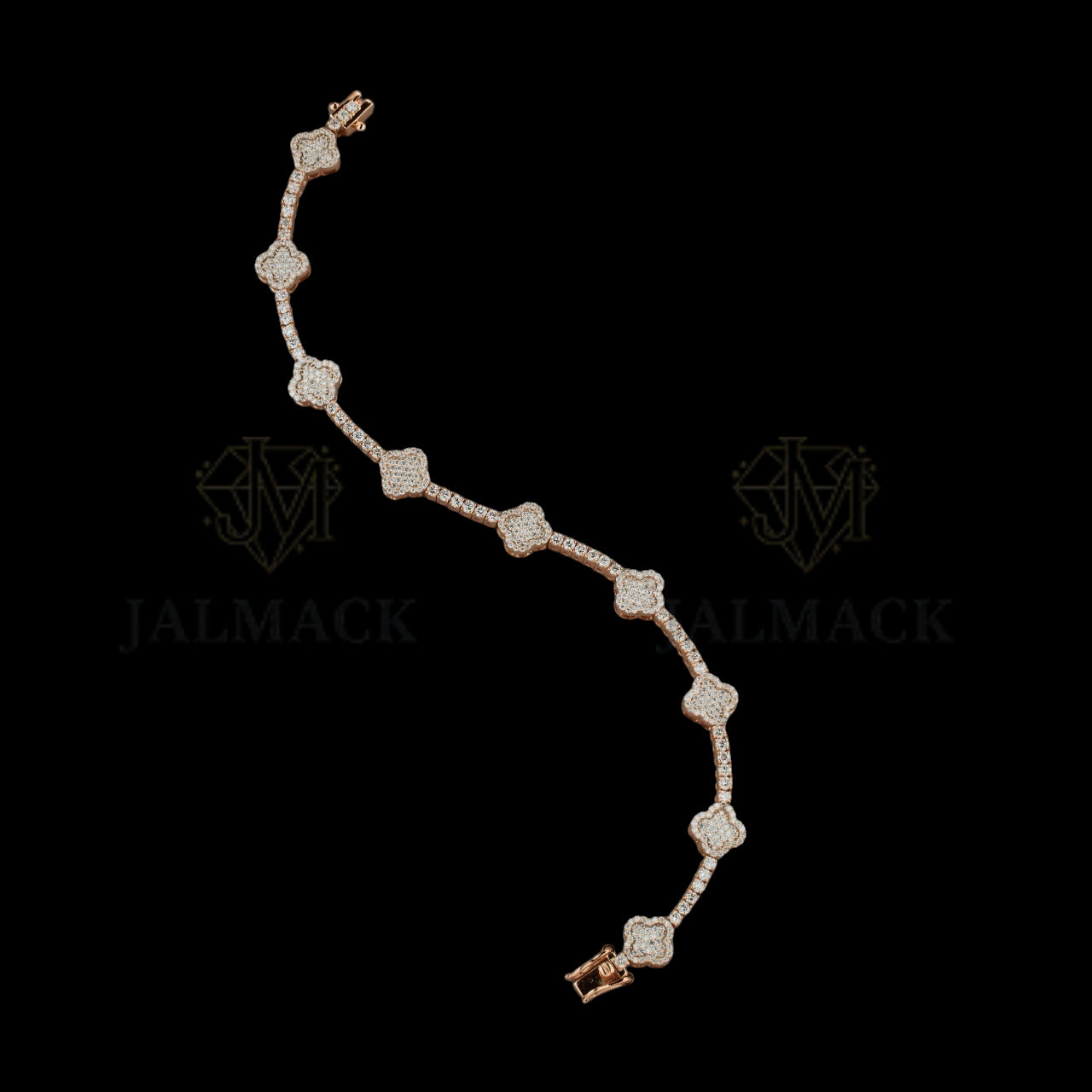 Rose Gold Clover Moissanite Station Chain VVS1 D Color