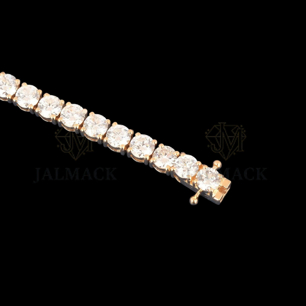 Yellow Gold Round Cut Moissanite Tennis Bracelet VVS1 D Color