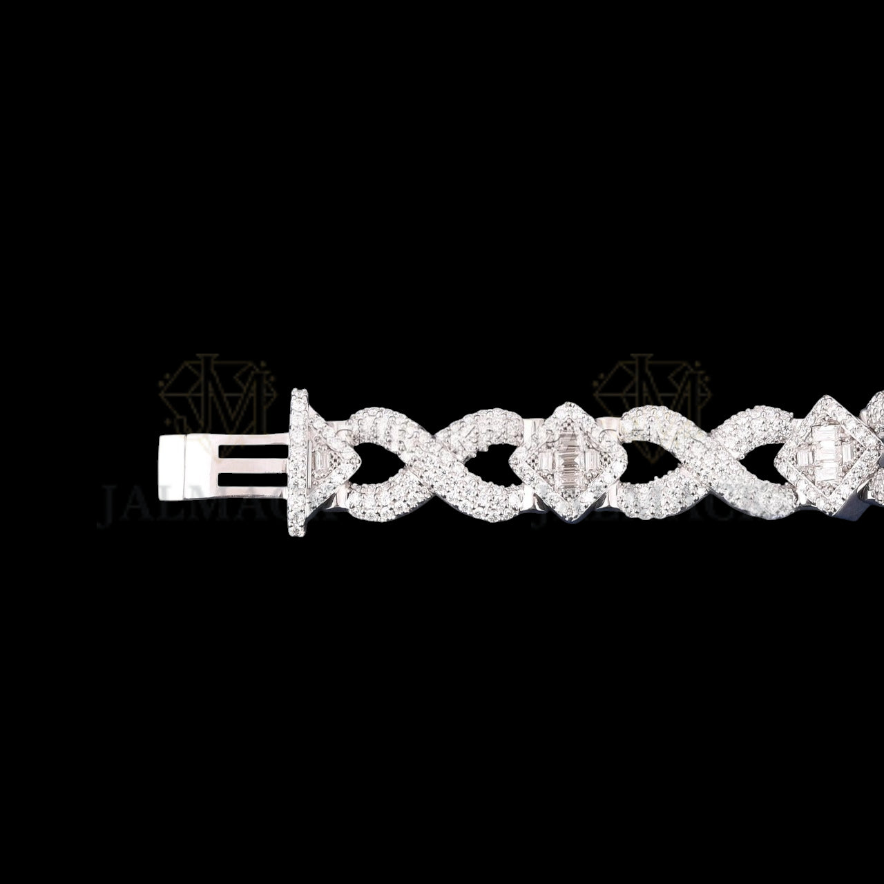 Silver Iced-Out Script Moissanite Link Bracelet VVS1