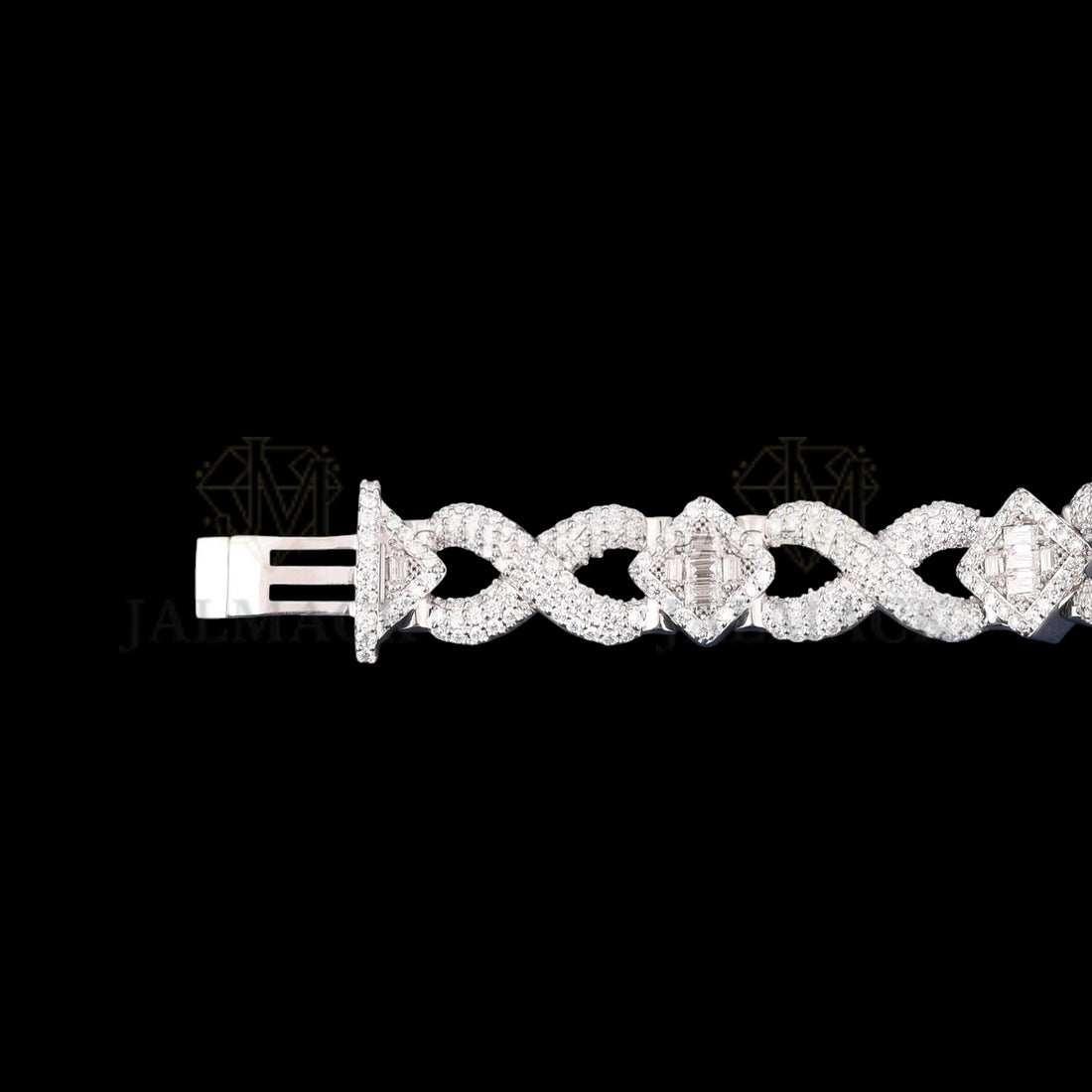 Silver Iced-Out Script Moissanite Link Bracelet VVS1