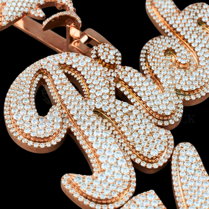 Nasty Nate Moissanite Script Pendant with Dolphin Bail Fully Iced Out