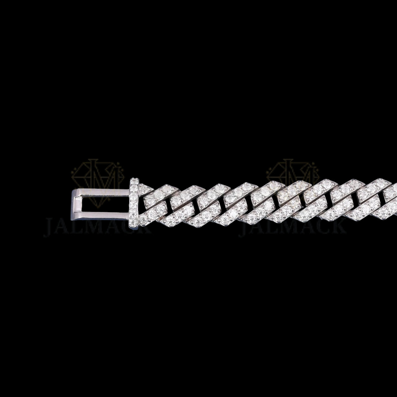 Silver Flat-Link Moissanite Cuban Bracelet VVS1 D Color Fully Iced Out