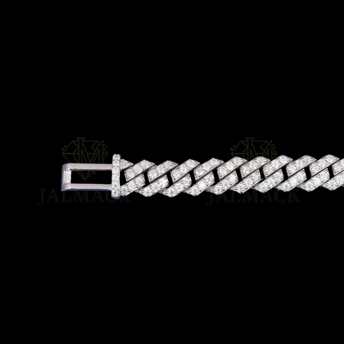 Silver Flat-Link Moissanite Cuban Bracelet VVS1 D Color Fully Iced Out