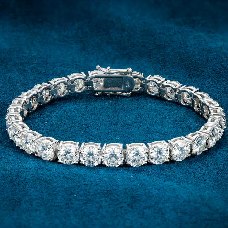 6MM Round Cut Moissanite Tennis Bracelet VVS1 D Color Diamond Tennis Bracelet Hip Hop Jewelry