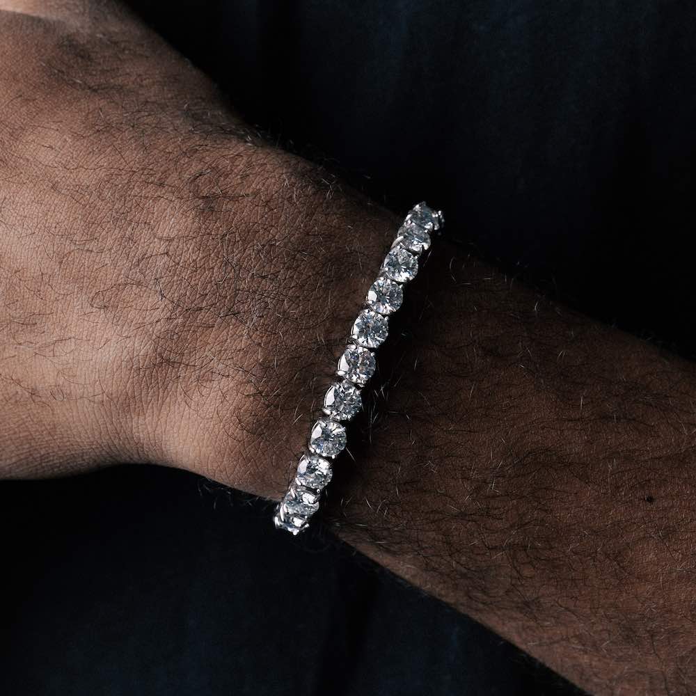 6MM Round Cut Moissanite Tennis Bracelet VVS1 D Color Diamond Tennis Bracelet Hip Hop Jewelry