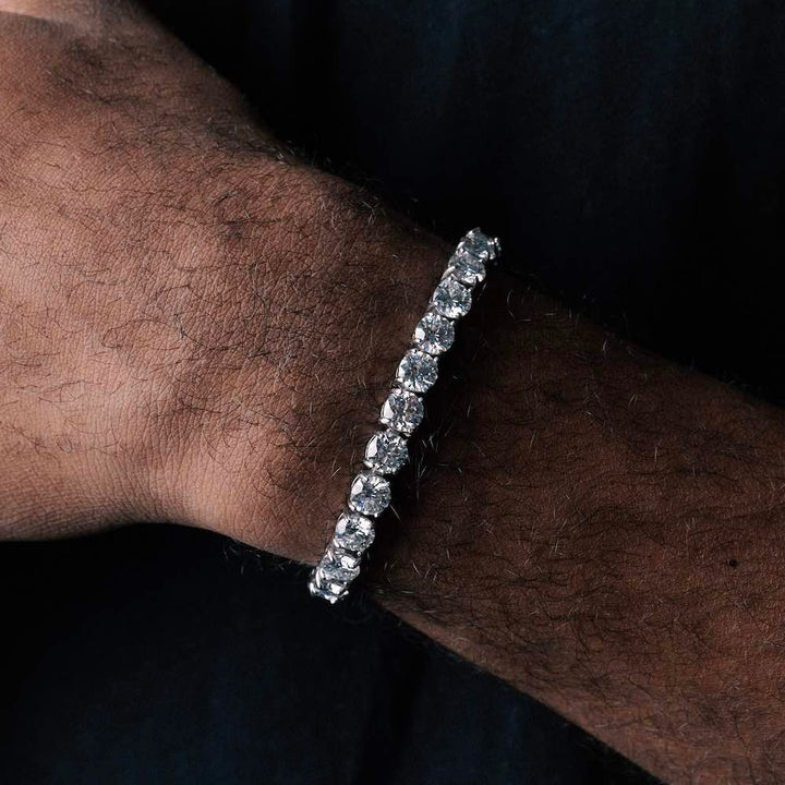6MM Round Cut Moissanite Tennis Bracelet VVS1 D Color Diamond Tennis Bracelet Hip Hop Jewelry