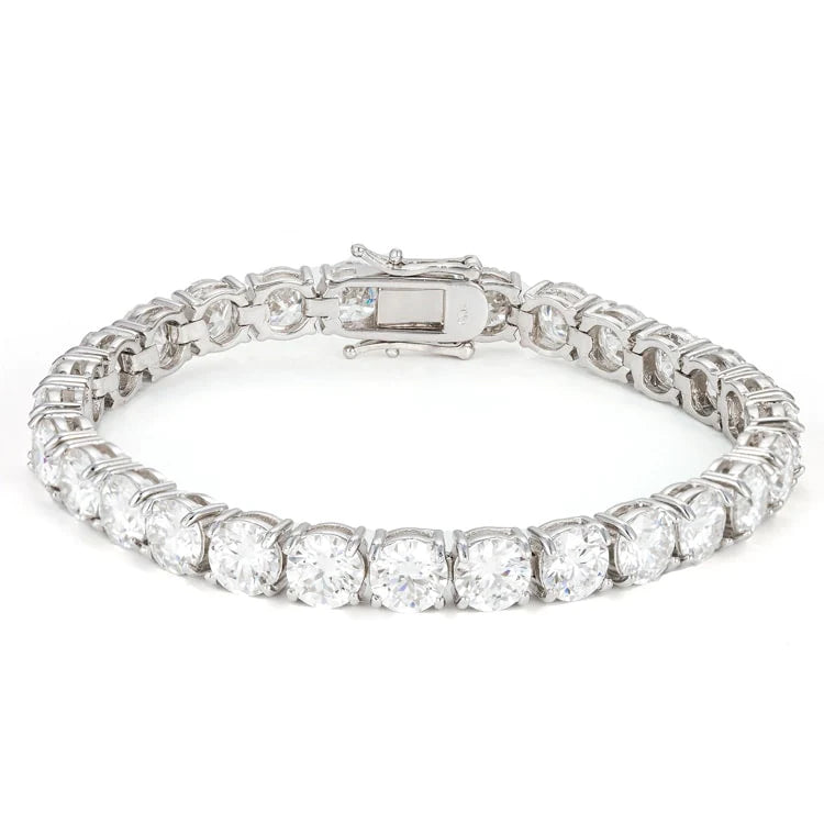 6MM Round Cut Moissanite Tennis Bracelet VVS1 D Color Diamond Tennis Bracelet Hip Hop Jewelry
