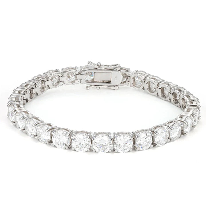 6MM Round Cut Moissanite Tennis Bracelet VVS1 D Color Diamond Tennis Bracelet Hip Hop Jewelry