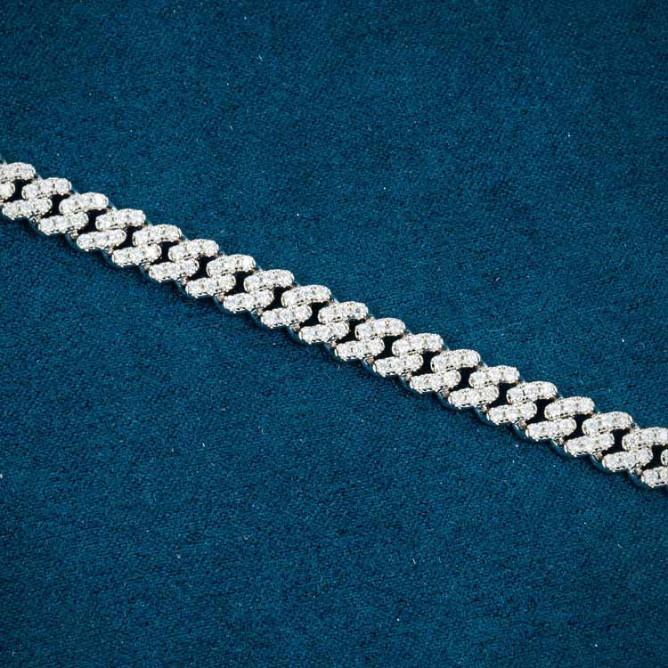 12MM VVS1 Moissanite Gucci Link Bracelet 925 Sterling Silver Iced Out Hip Hop Bracelet