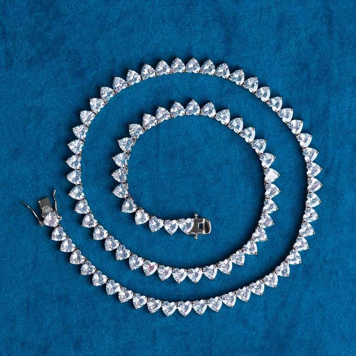 6MM Heart Cut VVS1 D Color Moissanite Tennis Chain 925 Sterling Silver