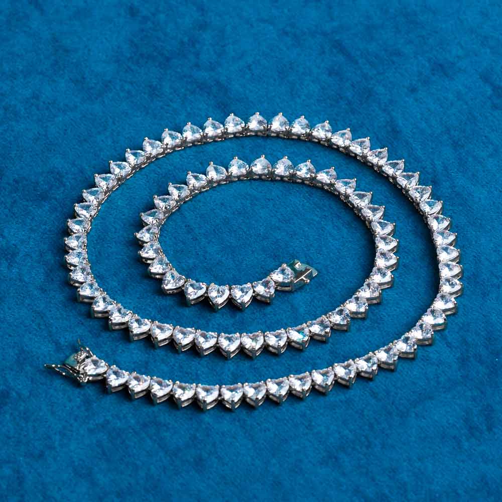 6MM Heart Cut VVS1 D Color Moissanite Tennis Chain 925 Sterling Silver