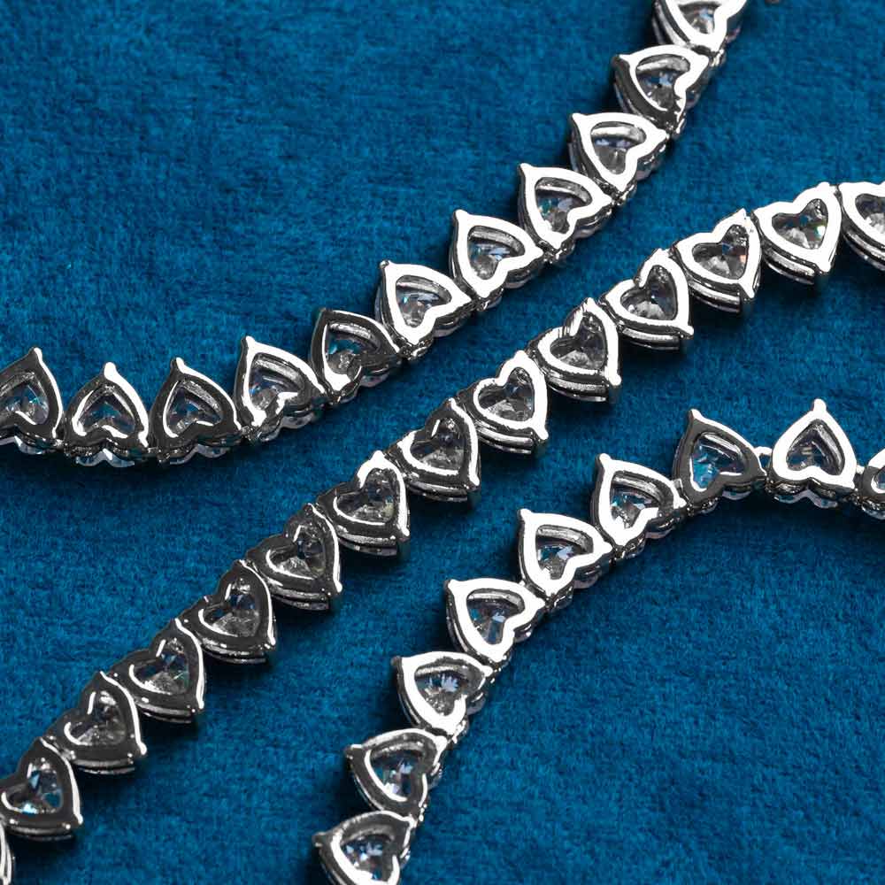 6MM Heart Cut VVS1 D Color Moissanite Tennis Chain 925 Sterling Silver