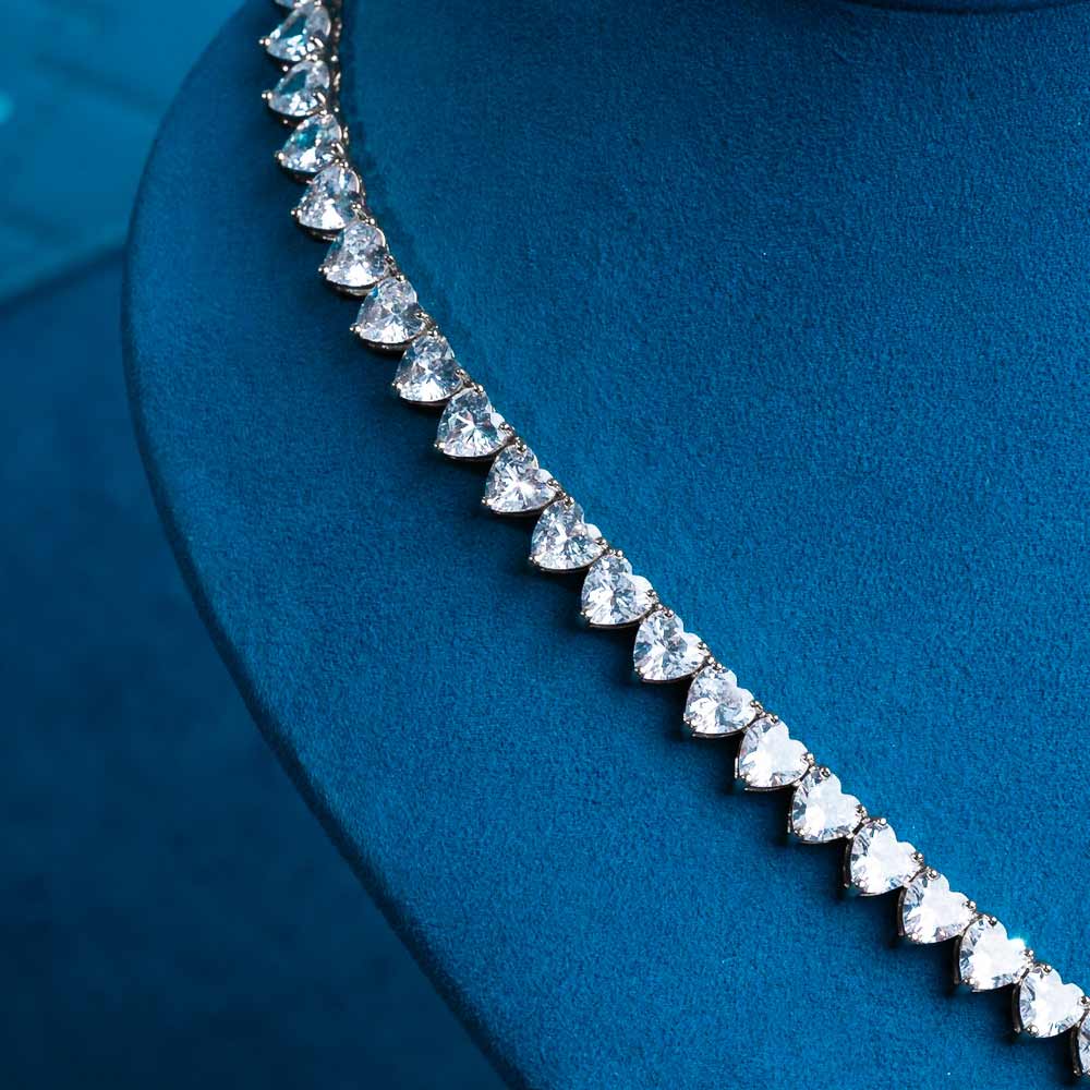 6MM Heart Cut VVS1 D Color Moissanite Tennis Chain 925 Sterling Silver
