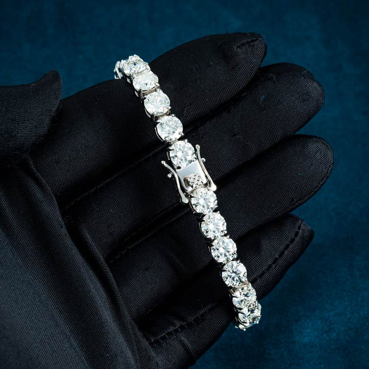 925 Sterling Silver 6MM Round Cut VVS Moissanite Tennis Bracelet