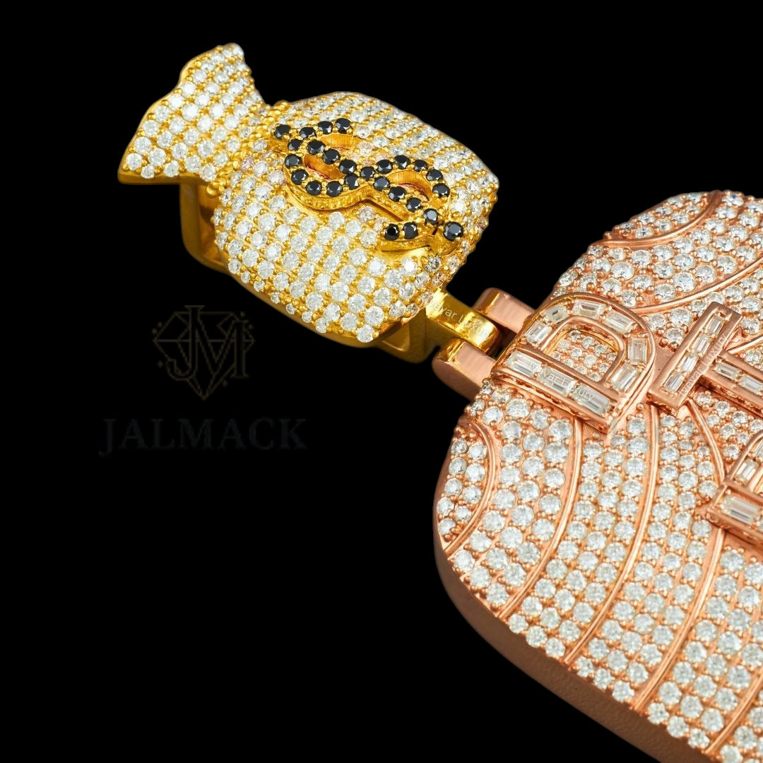 Masked Money Character Moissanite Pendant VVS1 D Color Fully Iced Out