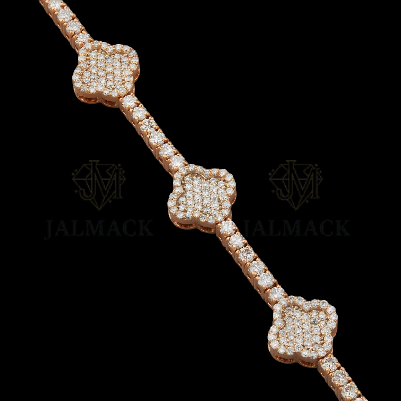 Rose Gold Clover Moissanite Station Chain VVS1 D Color