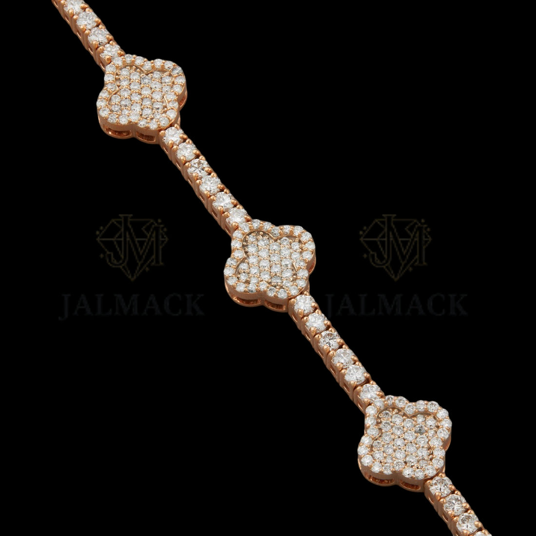 Rose Gold Clover Moissanite Station Chain VVS1 D Color