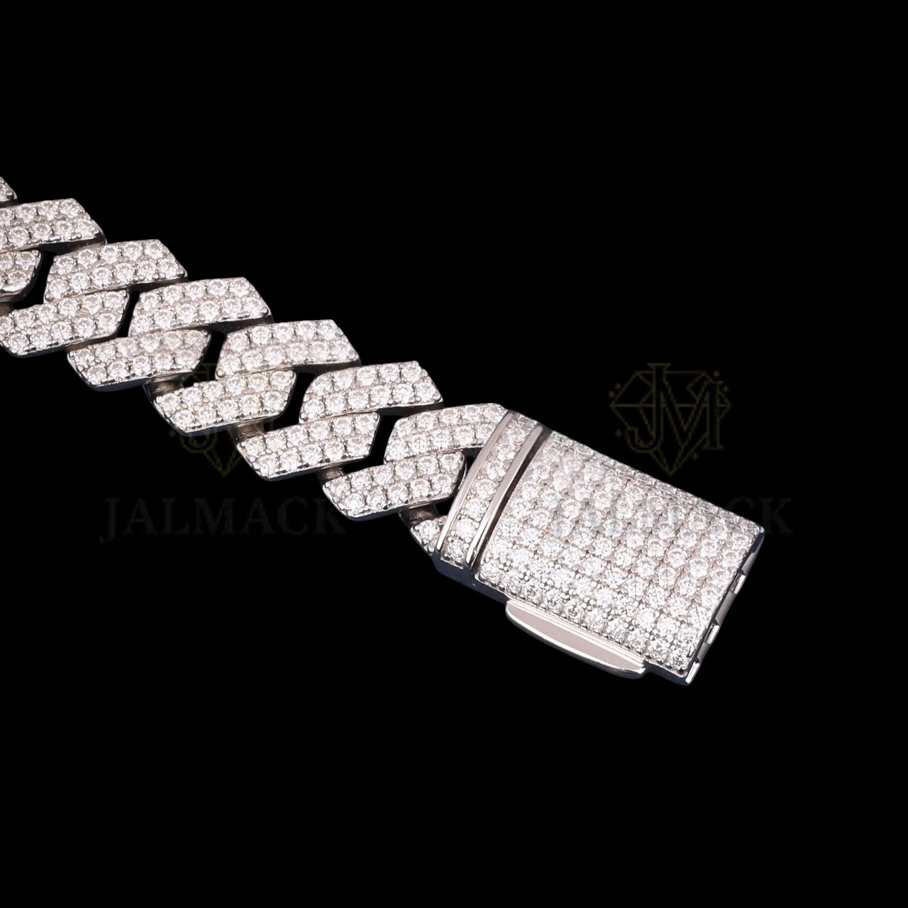 Silver Angular Flat-Link Moissanite Cuban Bracelet VVS1 Fully Iced Out