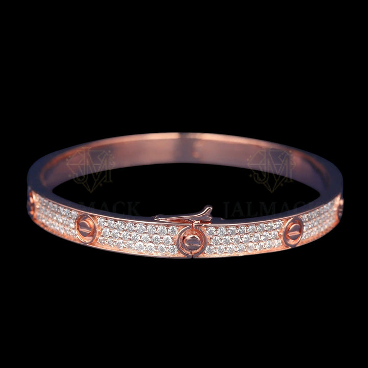 Rose Gold Pavé Moissanite Screw Motif Bangle VVS1 D Color