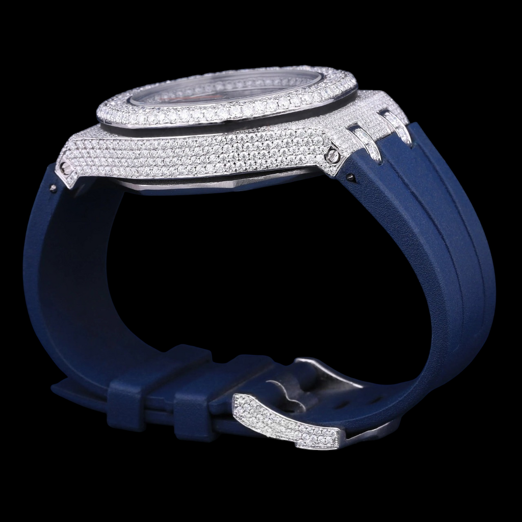 Blue VVS1 D Color Moissanite Chronograph Automatic Watch