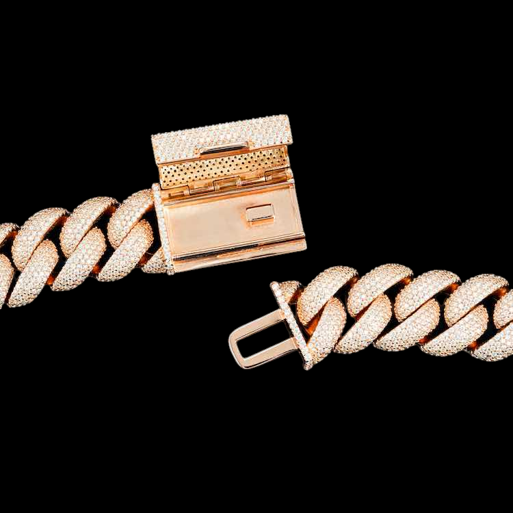 925 Sterling Silver Rose Gold Cuban Link Chain Hip Hop Jewelry