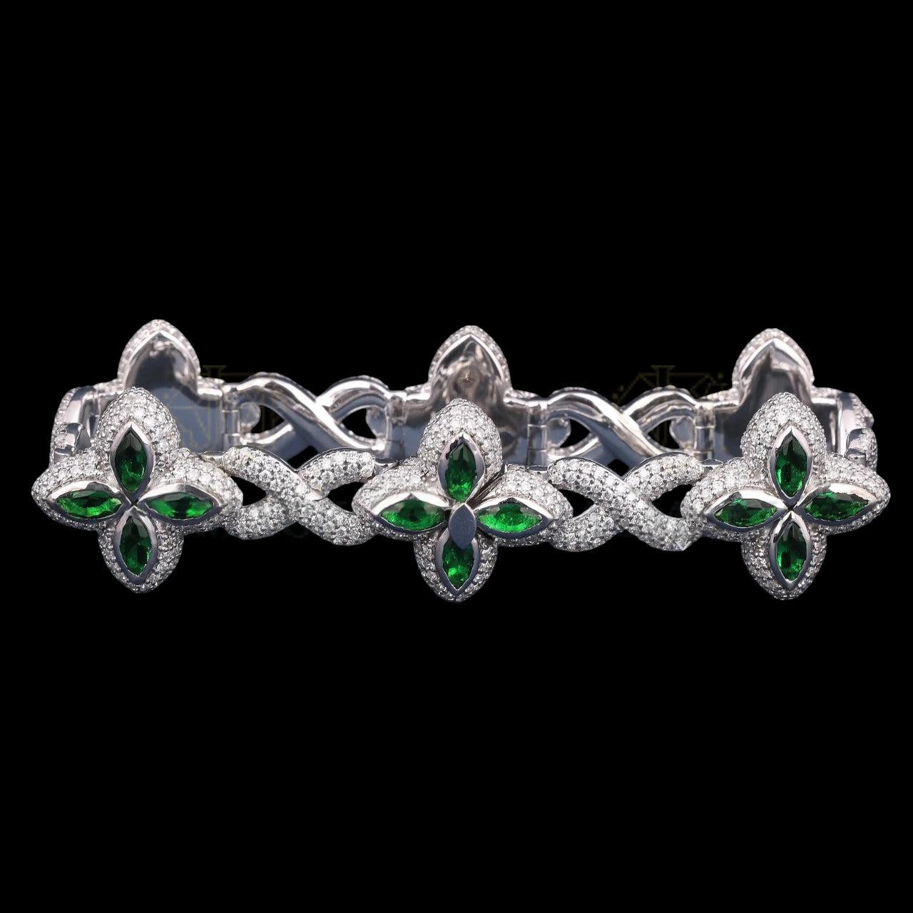 Green Marquise Floral Infinity Moissanite Bracelet VVS1