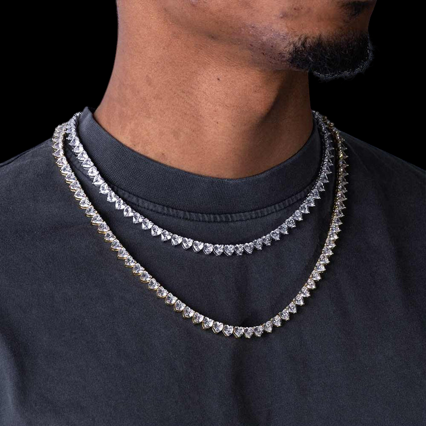 6MM Heart Cut VVS1 D Color Moissanite Tennis Chain 925 Sterling Silver