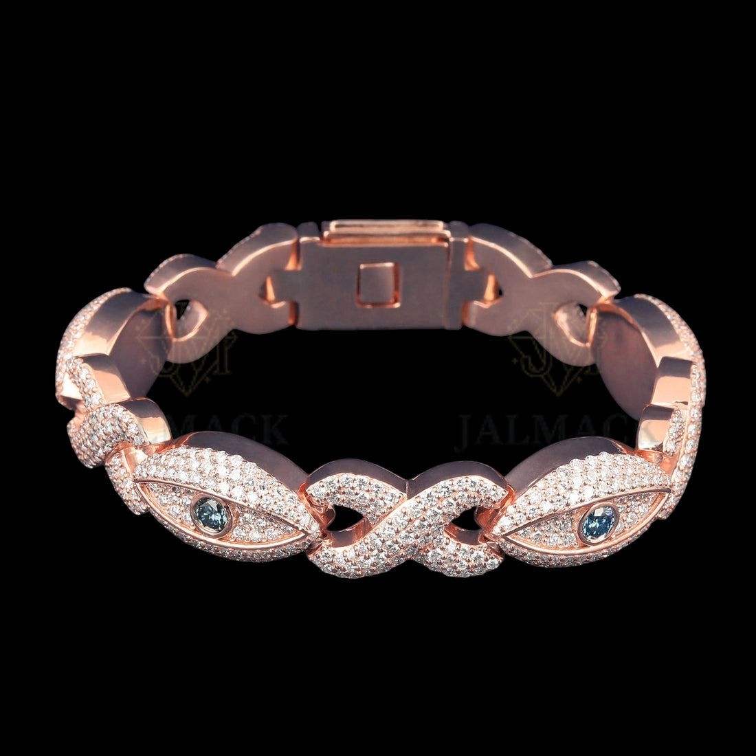 Rose Gold Blue Evil Eye Moissanite Bracelet VVS1 D Color