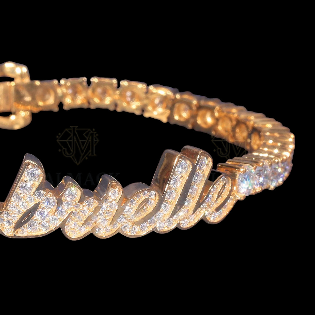 Personalized Danielle Name Moissanite Tennis Bracelet VVS1 D Color Gold