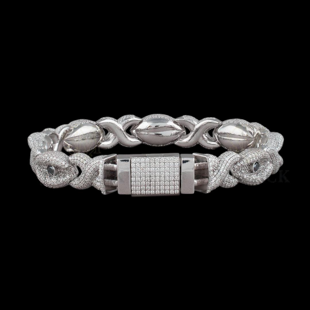 Silver Snake Moissanite Bracelet VVS1 D Colour Fully Iced Out