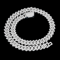925 Sterling Silver 13MM Fully Iced Pave Cuban Link VVS Moissanite Chain Hip Hop Jewelry