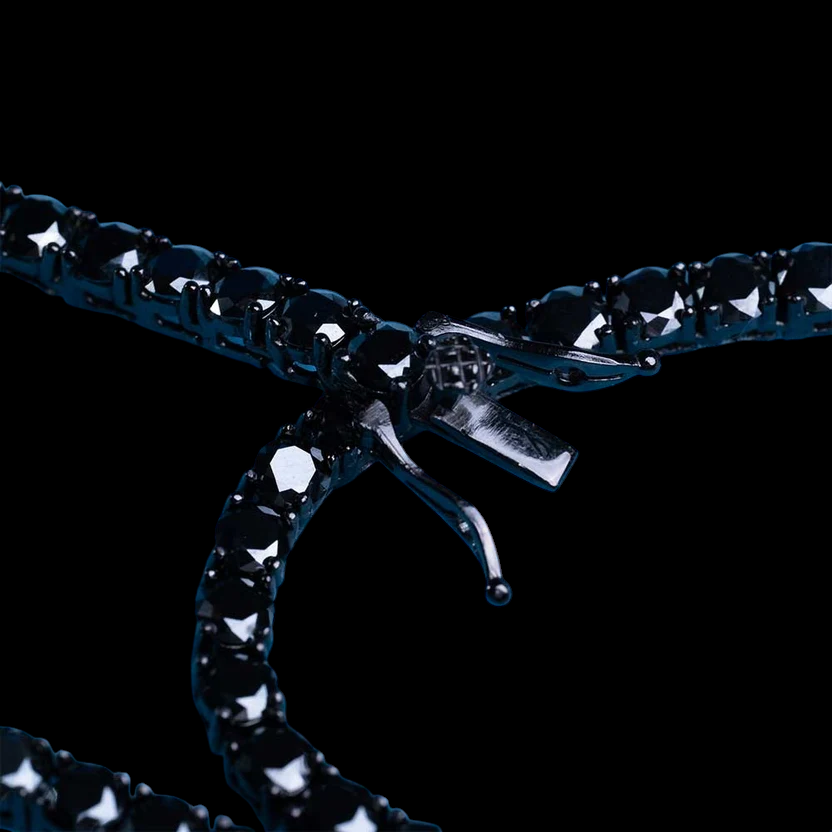4MM Black VVS1 Moissanite Tennis Chain Black Rhodium Plated 925 Sterling Silver