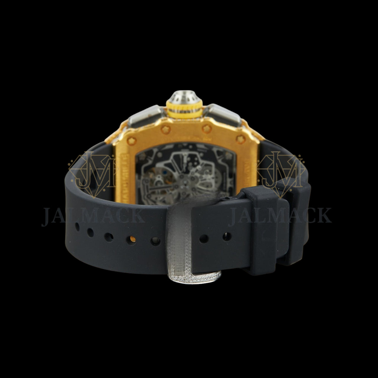 Black Dial Arabic Numeral Round-Cut Moissanite Chronograph Watch