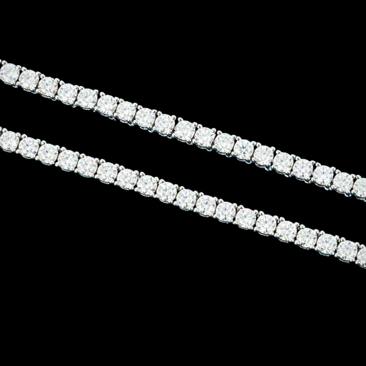 925 Sterling Silver 3MM Round Cut VVS Moissanite Tennis Chain Necklace