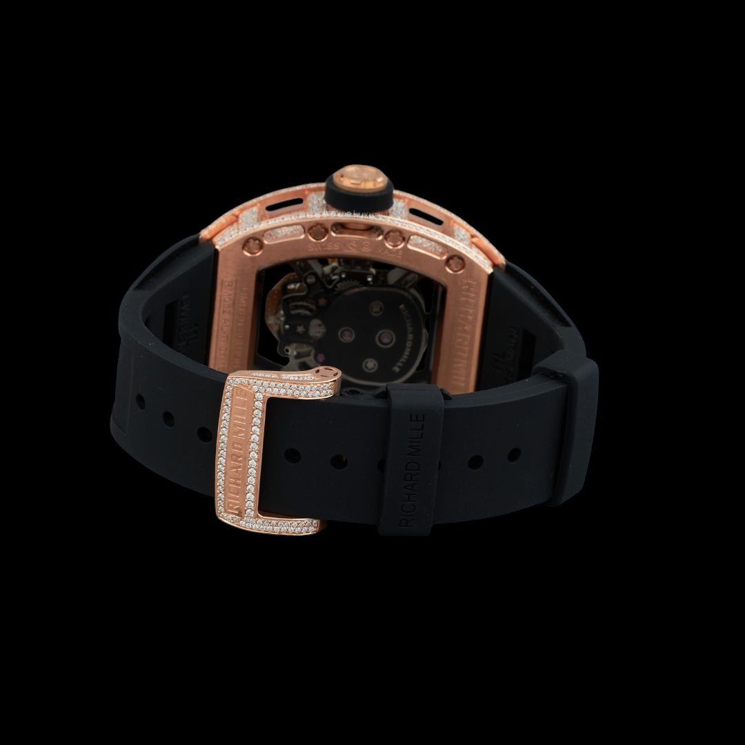 Rose Gold Skull Fully Iced Moissanite Skeleton Watch