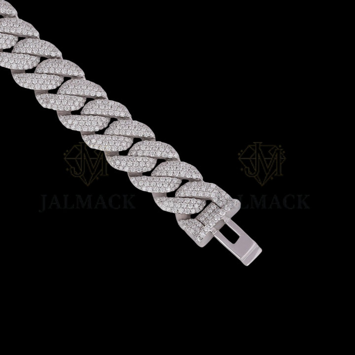 Silver Fully Iced Moissanite Miami Cuban Bracelet VVS1 D Color