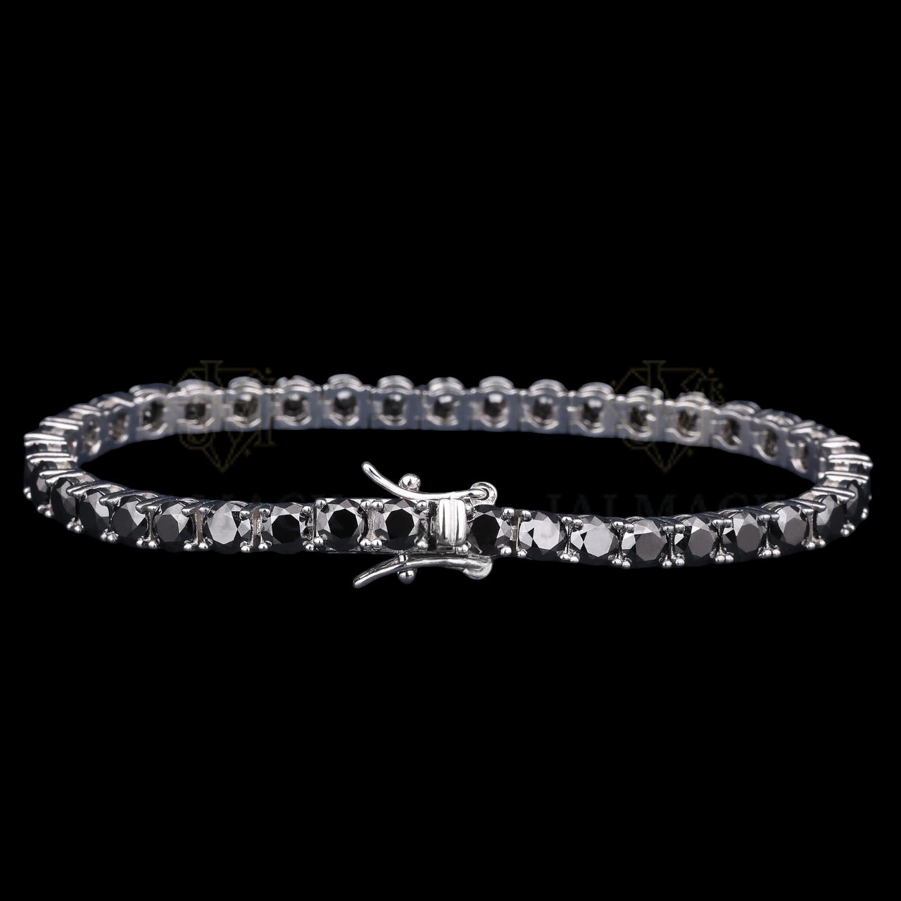 Black Round Cut Moissanite Tennis Bracelet 925 Sterling Silver