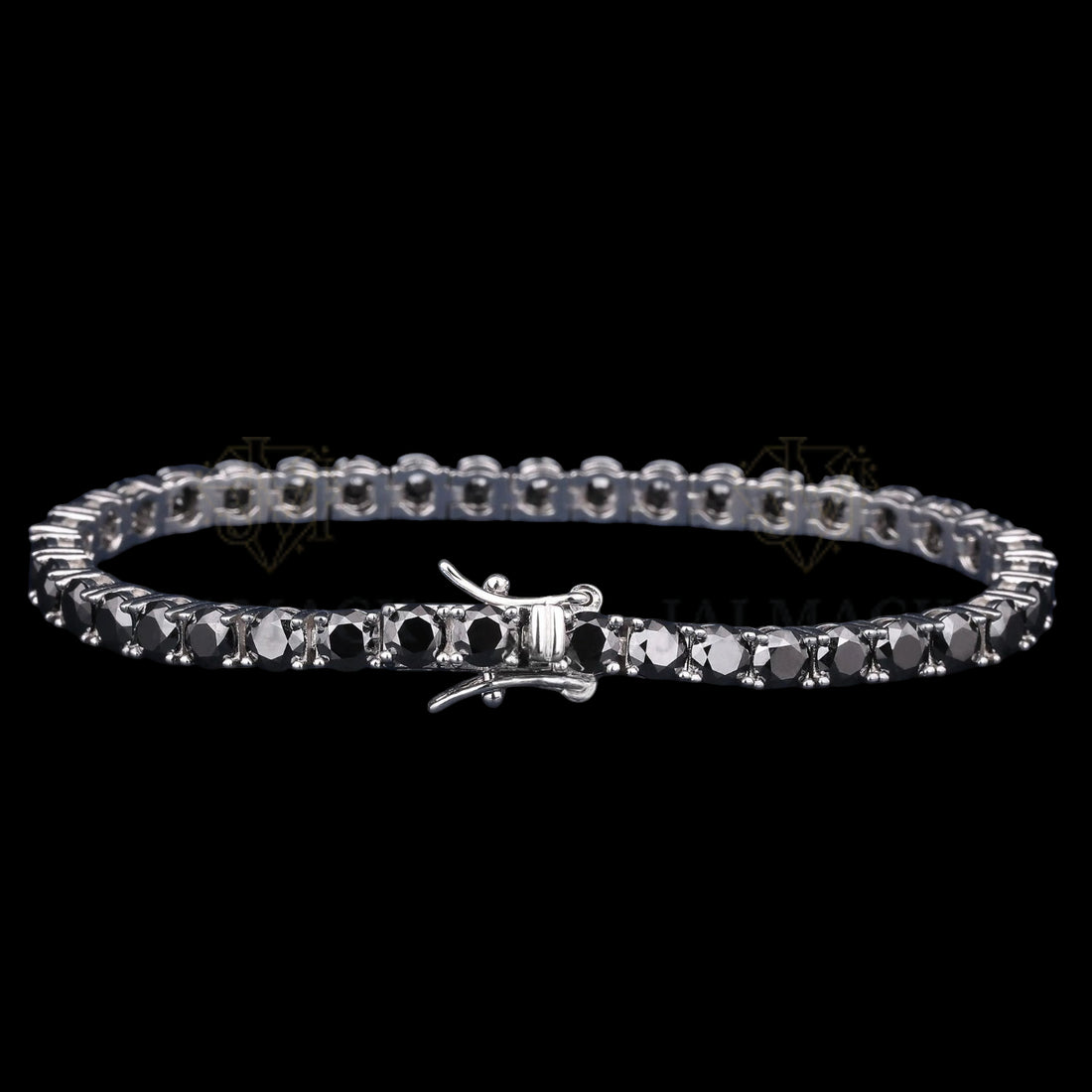 Black Round Cut Moissanite Tennis Bracelet 925 Sterling Silver