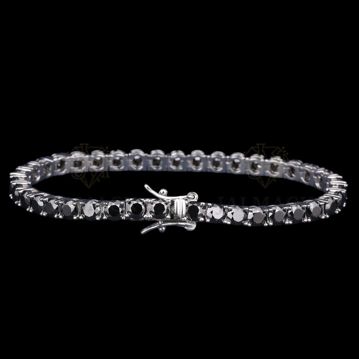 Black Round Cut Moissanite Tennis Bracelet 925 Sterling Silver