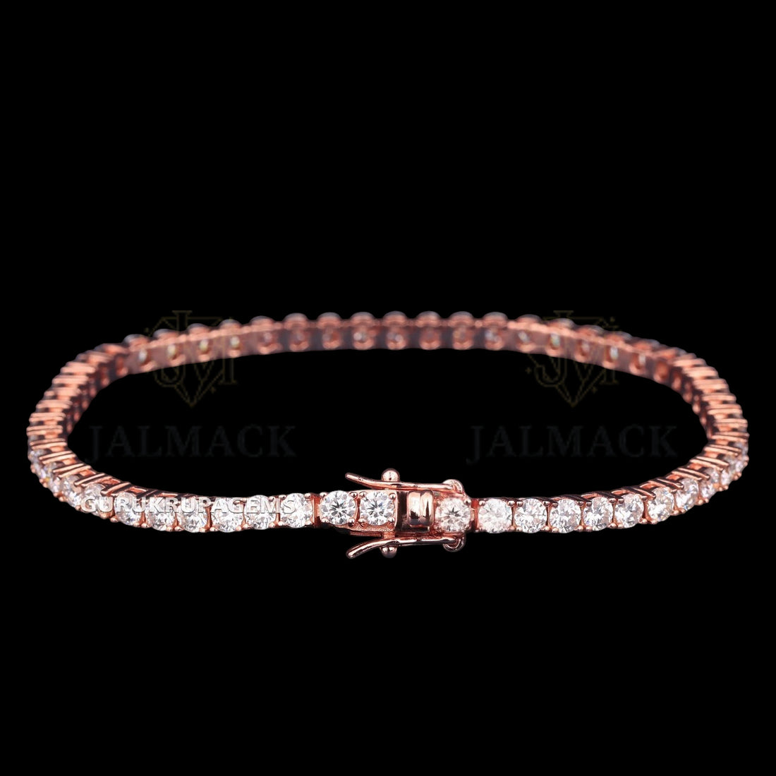 Rose Gold Round Cut Moissanite Tennis Bracelet VVS1 D Color