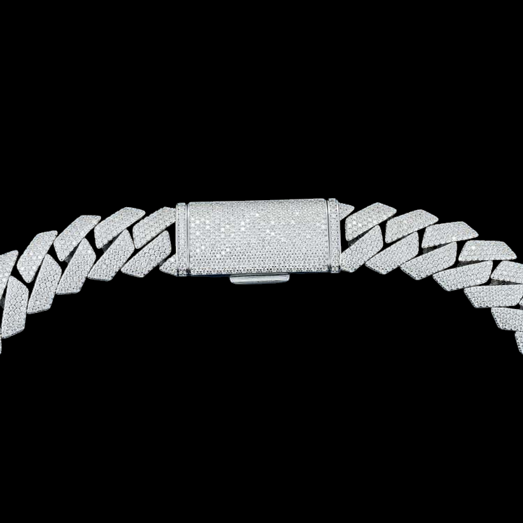 20MM Fully Iced Pave Cuban Link VVS1 D Color Moissanite Chain 925 Sterling Silver