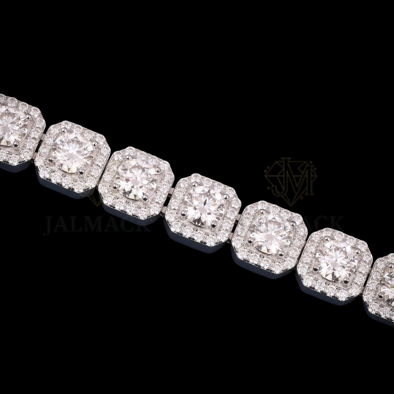 Large Cushion Halo Moissanite Link Bracelet VVS1 D Color