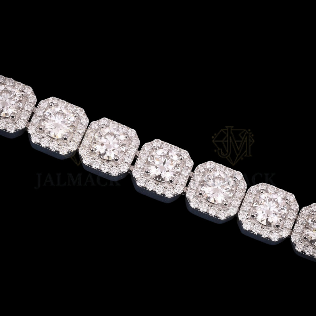 Large Cushion Halo Moissanite Link Bracelet VVS1 D Color