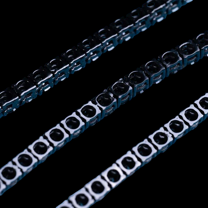 4MM Black VVS1 Moissanite Tennis Chain Black Rhodium Plated 925 Sterling Silver