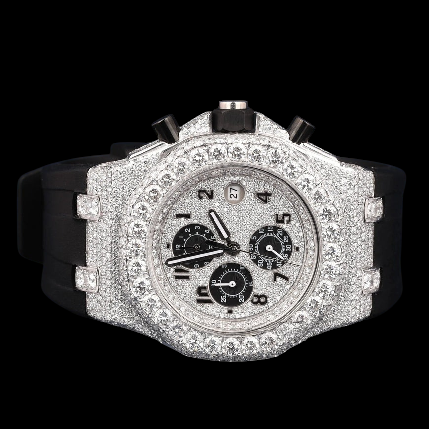 Black Numeral Moissanite Chronograph Watch