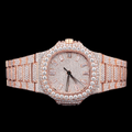 Luxury Rose Gold Baguette Moissanite Automatic Date Watch VVS1 D Color